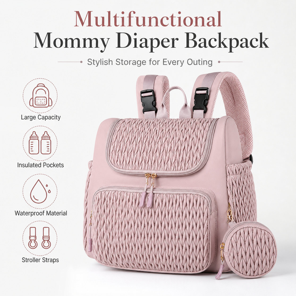 Women Bags Pk - Large Capacity Diaper Bag Backpack with