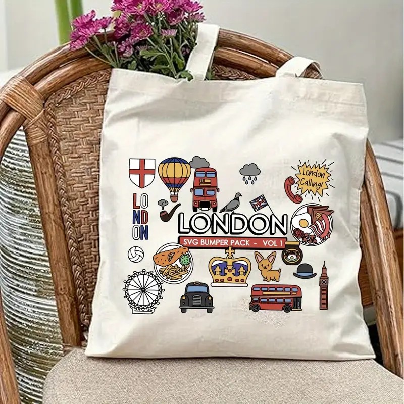 Women Bags In Uk - London UK Graphic Canvas Tote Bag,