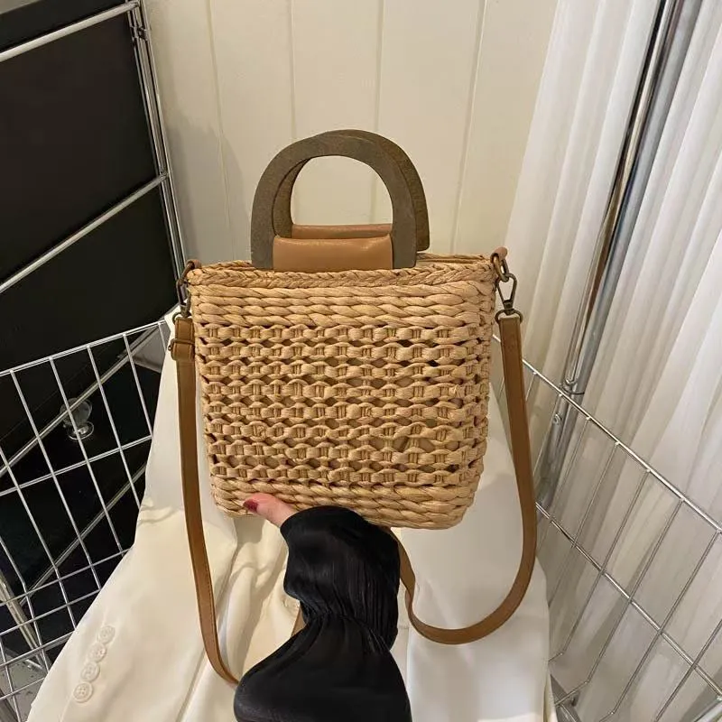 Women'S Bag - Woven Straw Handbag Large Capacity Summer