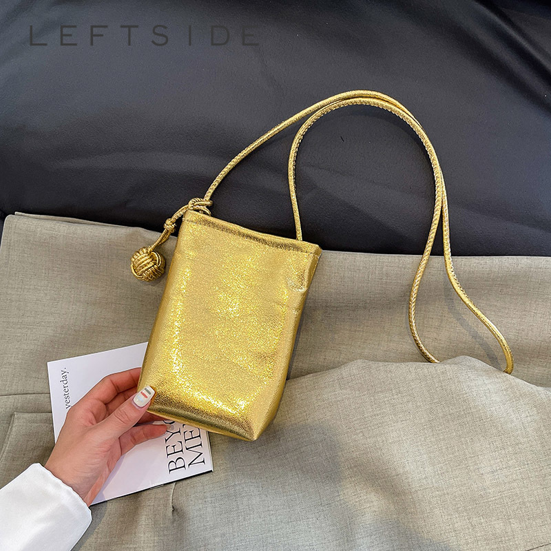 Women Bags Golden - Mini Gold Cute PU Leather Shoulder