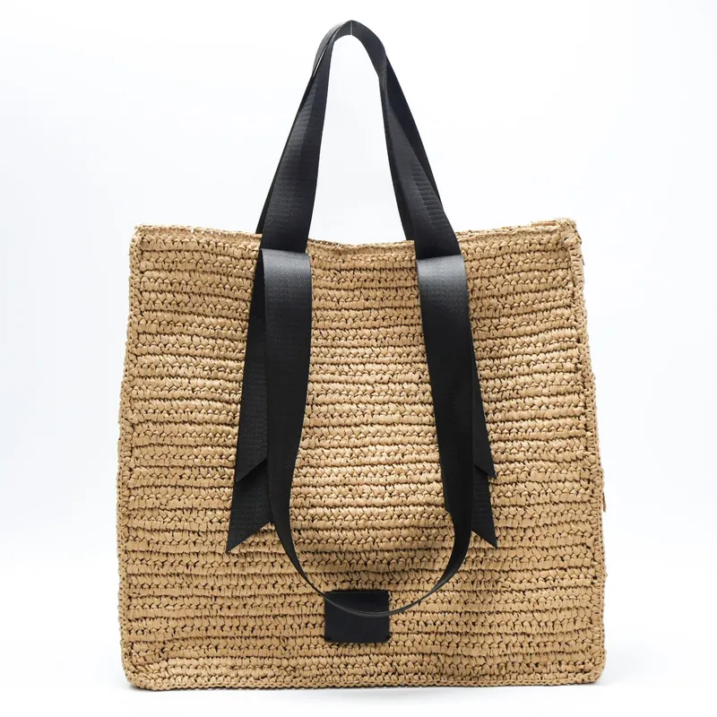 Women'S Bag - Retro hand-woven straw shoulder bag large