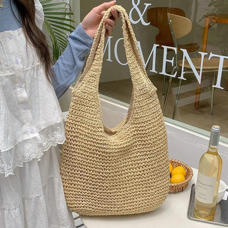 Women'S Bag - High-end hand-woven straw tote bag for