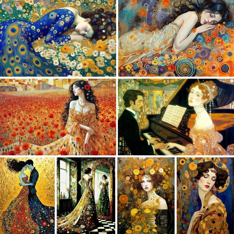 Women Bags Golden - Klimt Style Golden Beautiful Woman Portrait,Diamond