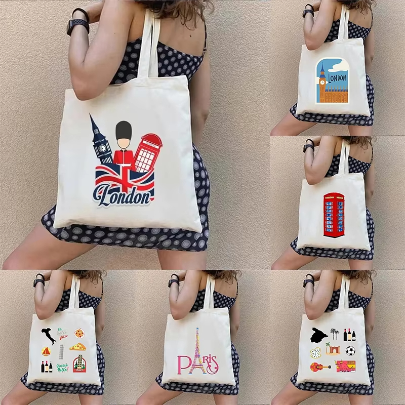 Women Bags In Uk - London UK Paris Printing Ladies Canvas