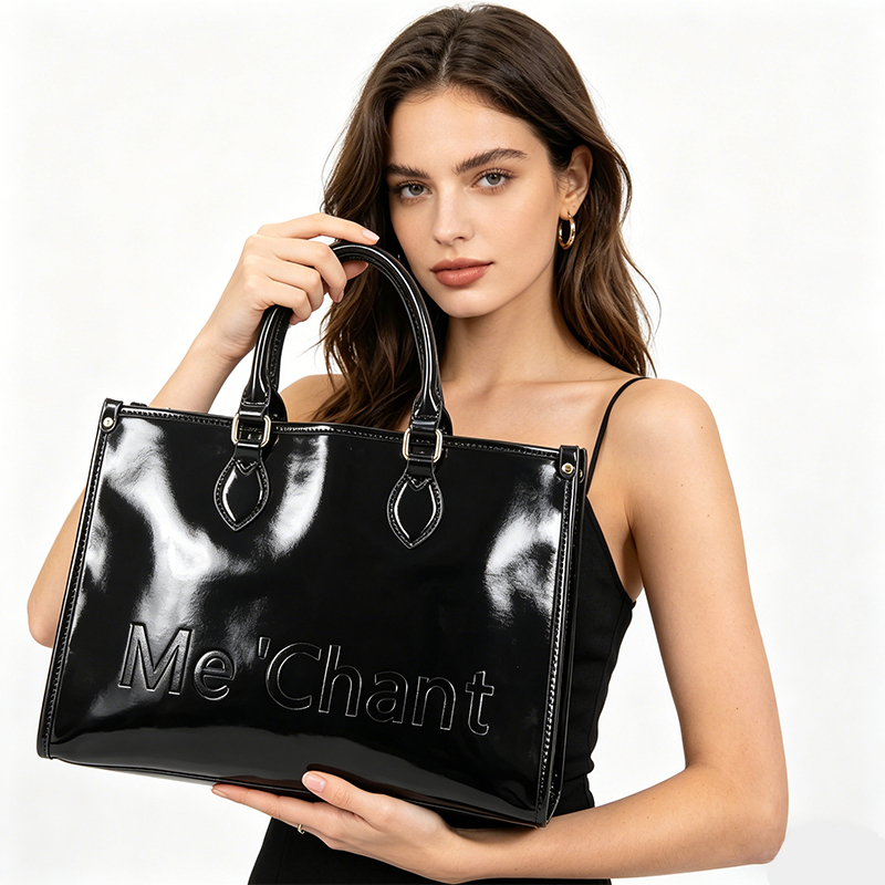 Women Black Glossy Patent PU L - Top Handle Structured 리뷰 및 가격