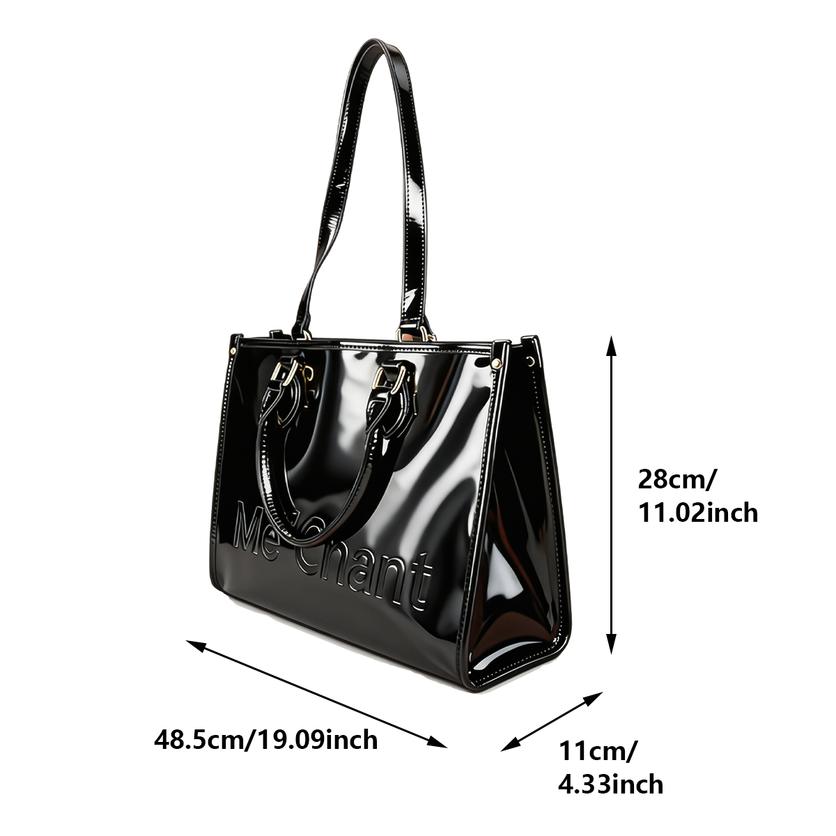 Women Black Glossy Patent PU L - Top Handle Structured 리뷰 및 가격