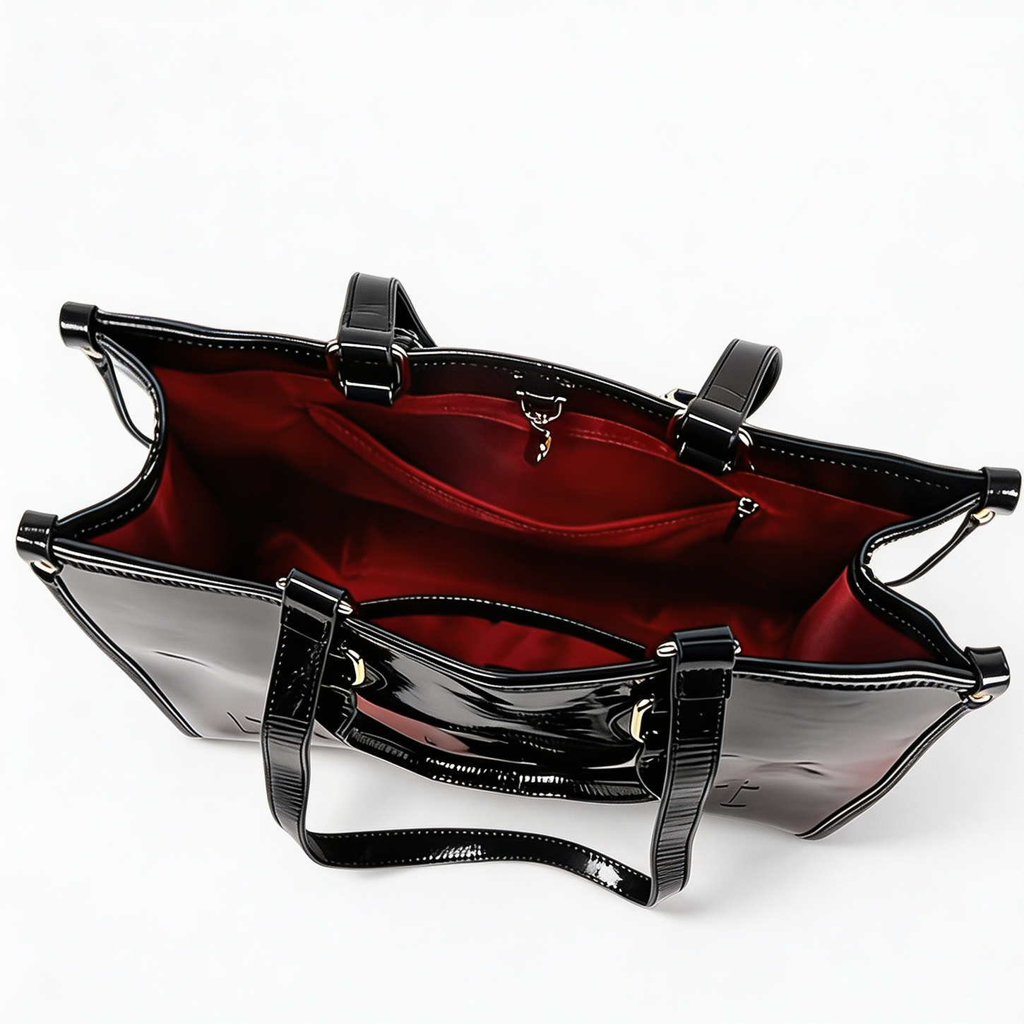 Women Black Glossy Patent PU L - Top Handle Structured 리뷰 및 가격