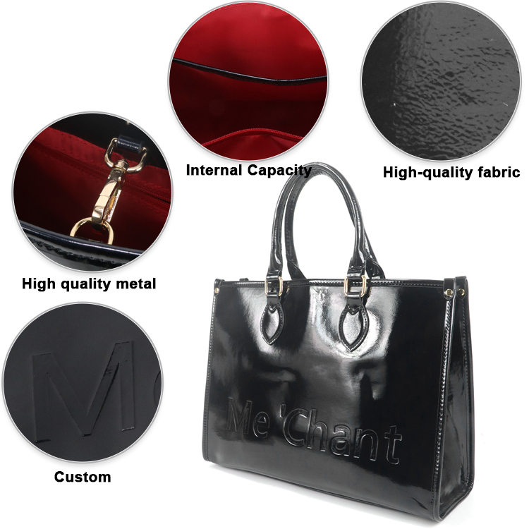 Women Black Glossy Patent PU L - Top Handle Structured 리뷰 및 가격