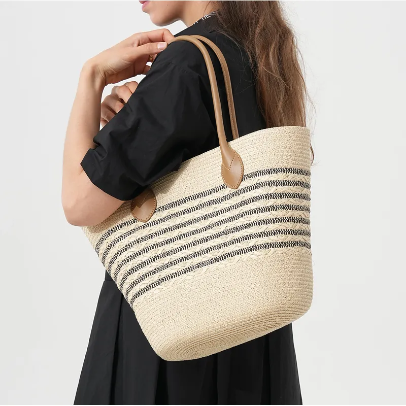 Striped woven straw beach tote - Women'S Bag 리뷰 및 가격