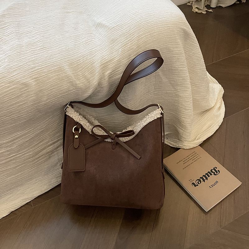 Faux Suede Solid Color Bow Cro - Women Bags Branded Sale 리뷰 및 가격