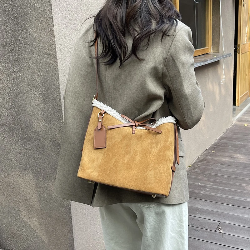 Faux Suede Solid Color Bow Cro - Women Bags Branded Sale 리뷰 및 가격