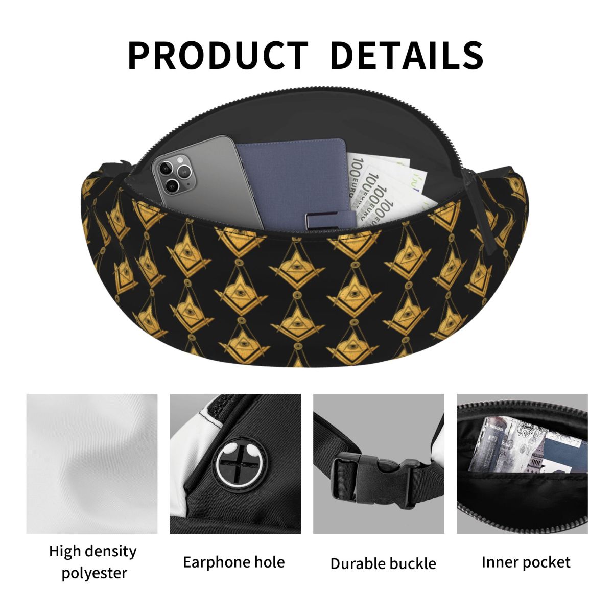 Custom Golden Masonic Symbol F - Women Bags Golden 리뷰 및 가격