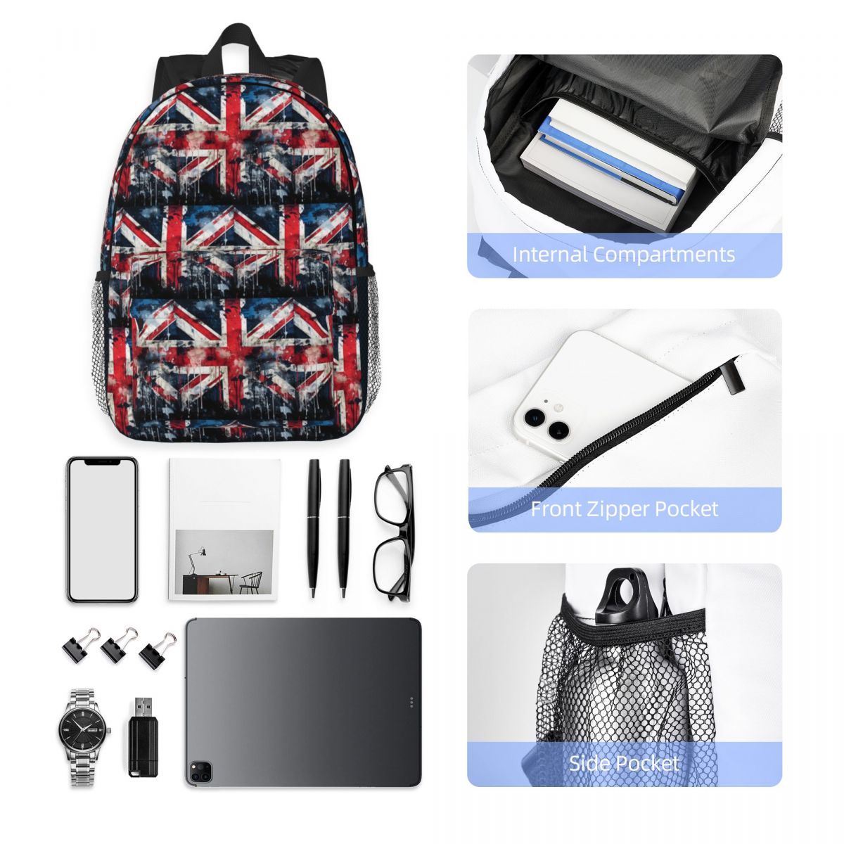 UK Flag Paint Texture Backpack - Women Bags In Uk 리뷰 및 가격