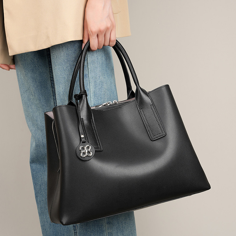 Women Black Genuine Leather St - Top Handle Structured 리뷰 및 가격