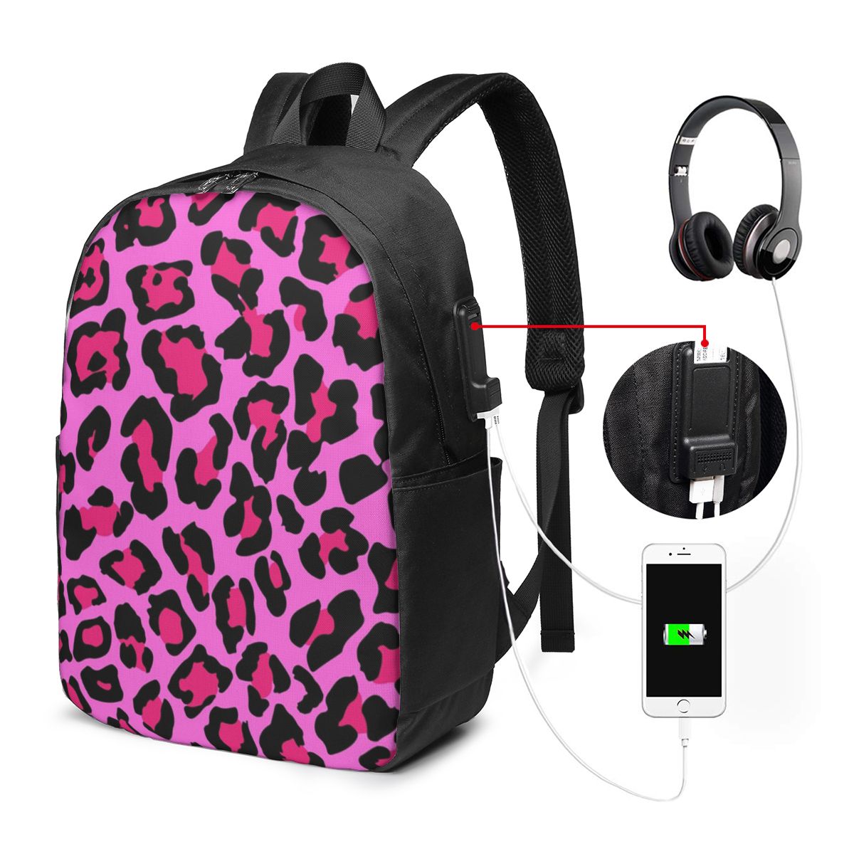 Hot Pink Leopard Print Backpac - Women Bags College 리뷰 및 가격