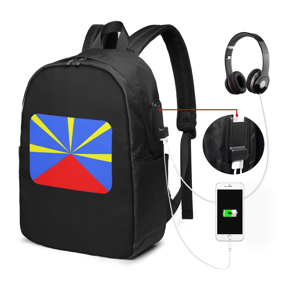 974 Reunion Island Flag Backpa - Women Bags College 리뷰 및 가격