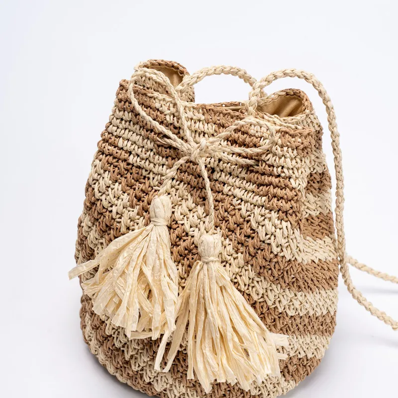 Striped straw handwoven messen - Women'S Bag 리뷰 및 가격