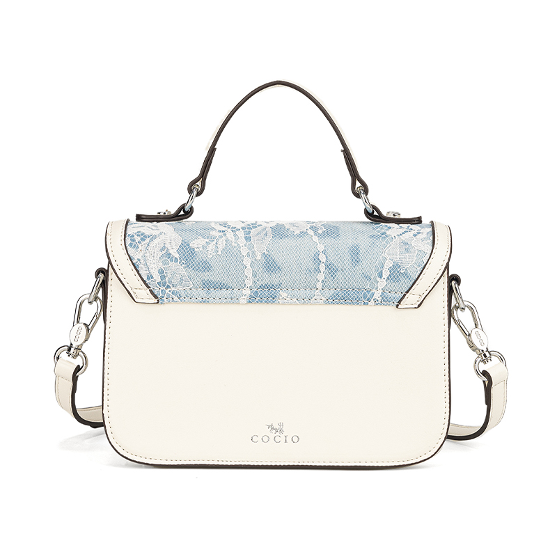 Women Blue White Lace Flap Han - Top Handle Structured 리뷰 및 가격