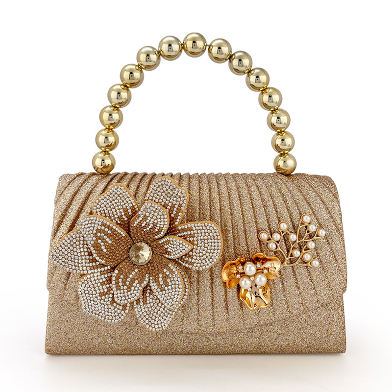 Golden sparkling diamond flowe - Women Bags Golden 리뷰 및 가격