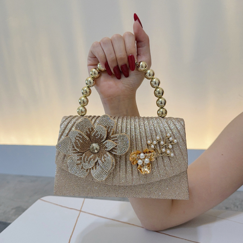 Golden sparkling diamond flowe - Women Bags Golden 리뷰 및 가격