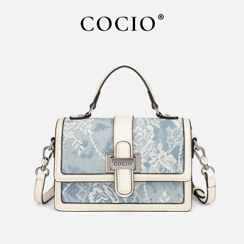 Women Blue Snake Print Lace Pa - Top Handle Structured 리뷰 및 가격