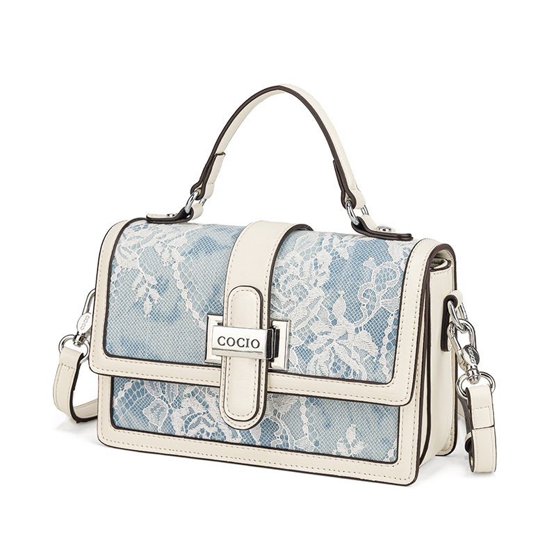 Women Blue Snake Print Lace Pa - Top Handle Structured 리뷰 및 가격