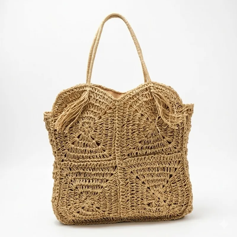 Straw Handwoven Tote Bag with  - Women'S Bag 리뷰 및 가격