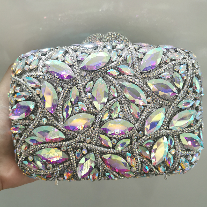 Large AB Rhinestone Crystal Cl - Women Bags Golden 리뷰 및 가격